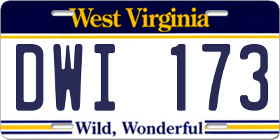 WV license plate DWI173