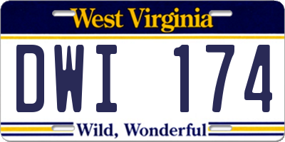 WV license plate DWI174
