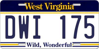 WV license plate DWI175
