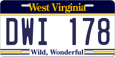 WV license plate DWI178