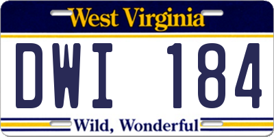 WV license plate DWI184