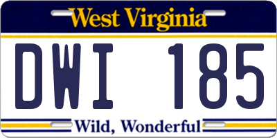 WV license plate DWI185