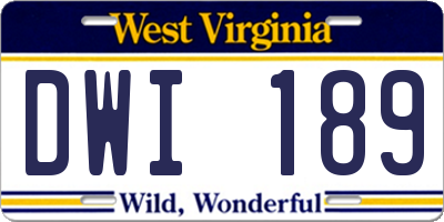 WV license plate DWI189