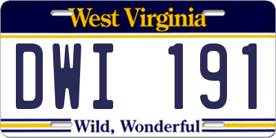 WV license plate DWI191