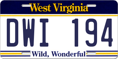 WV license plate DWI194