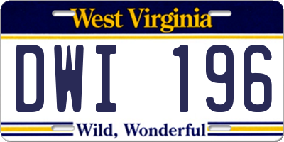WV license plate DWI196