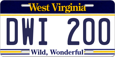 WV license plate DWI200