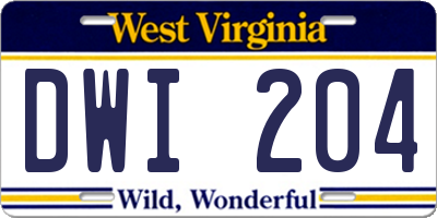 WV license plate DWI204