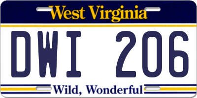 WV license plate DWI206