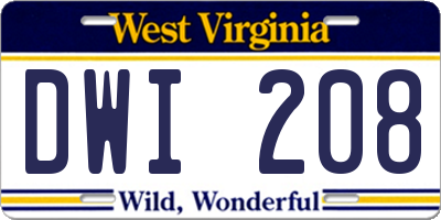 WV license plate DWI208