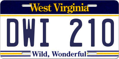 WV license plate DWI210
