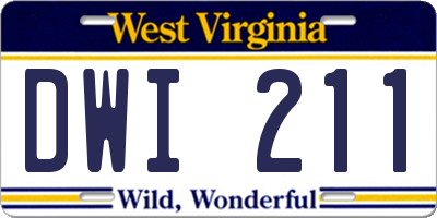 WV license plate DWI211