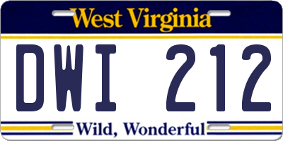 WV license plate DWI212