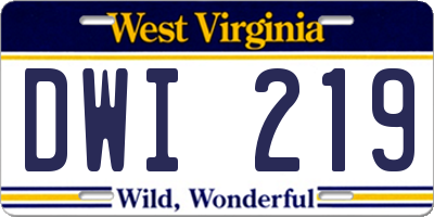 WV license plate DWI219