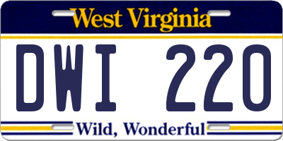 WV license plate DWI220