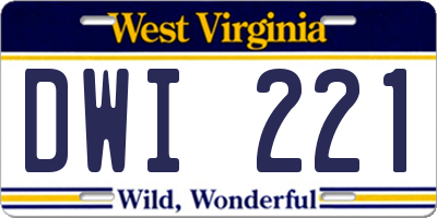 WV license plate DWI221