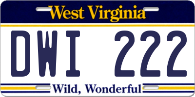 WV license plate DWI222
