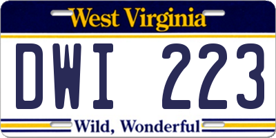 WV license plate DWI223