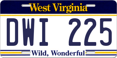 WV license plate DWI225
