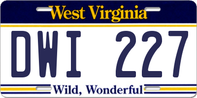 WV license plate DWI227