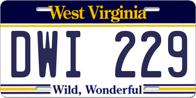 WV license plate DWI229