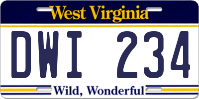 WV license plate DWI234