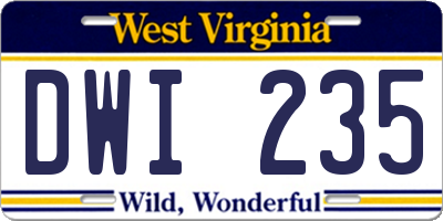 WV license plate DWI235