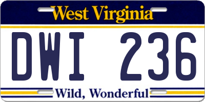 WV license plate DWI236
