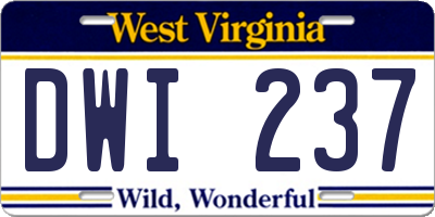 WV license plate DWI237