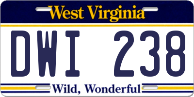 WV license plate DWI238