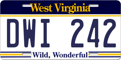WV license plate DWI242