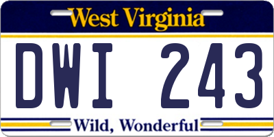 WV license plate DWI243