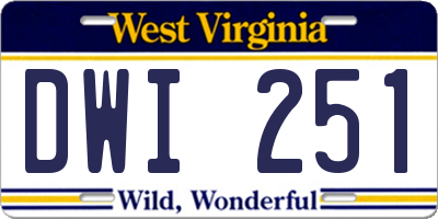 WV license plate DWI251