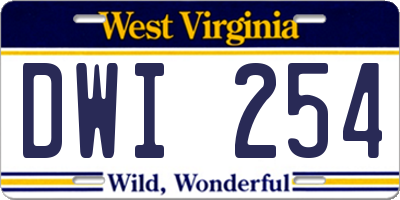 WV license plate DWI254