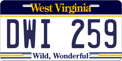 WV license plate DWI259