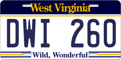 WV license plate DWI260