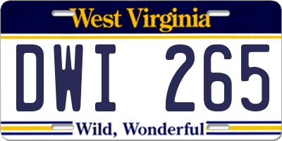WV license plate DWI265