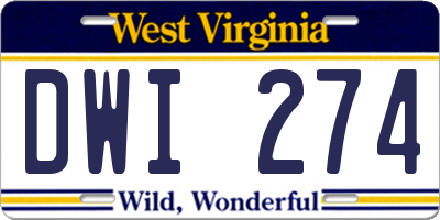 WV license plate DWI274
