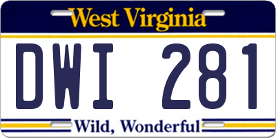 WV license plate DWI281