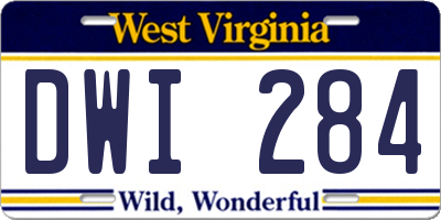 WV license plate DWI284