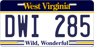 WV license plate DWI285