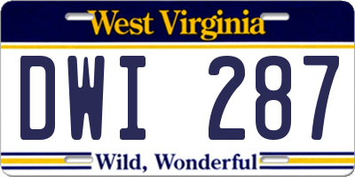 WV license plate DWI287