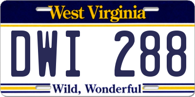 WV license plate DWI288