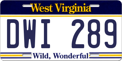 WV license plate DWI289