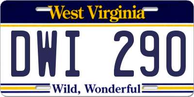 WV license plate DWI290