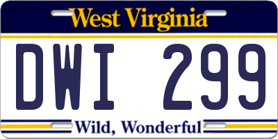 WV license plate DWI299