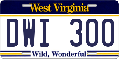WV license plate DWI300