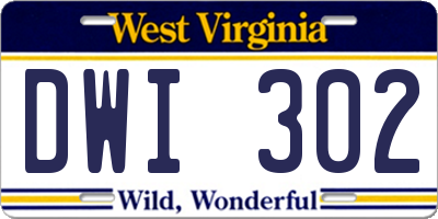 WV license plate DWI302