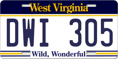 WV license plate DWI305