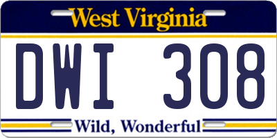 WV license plate DWI308